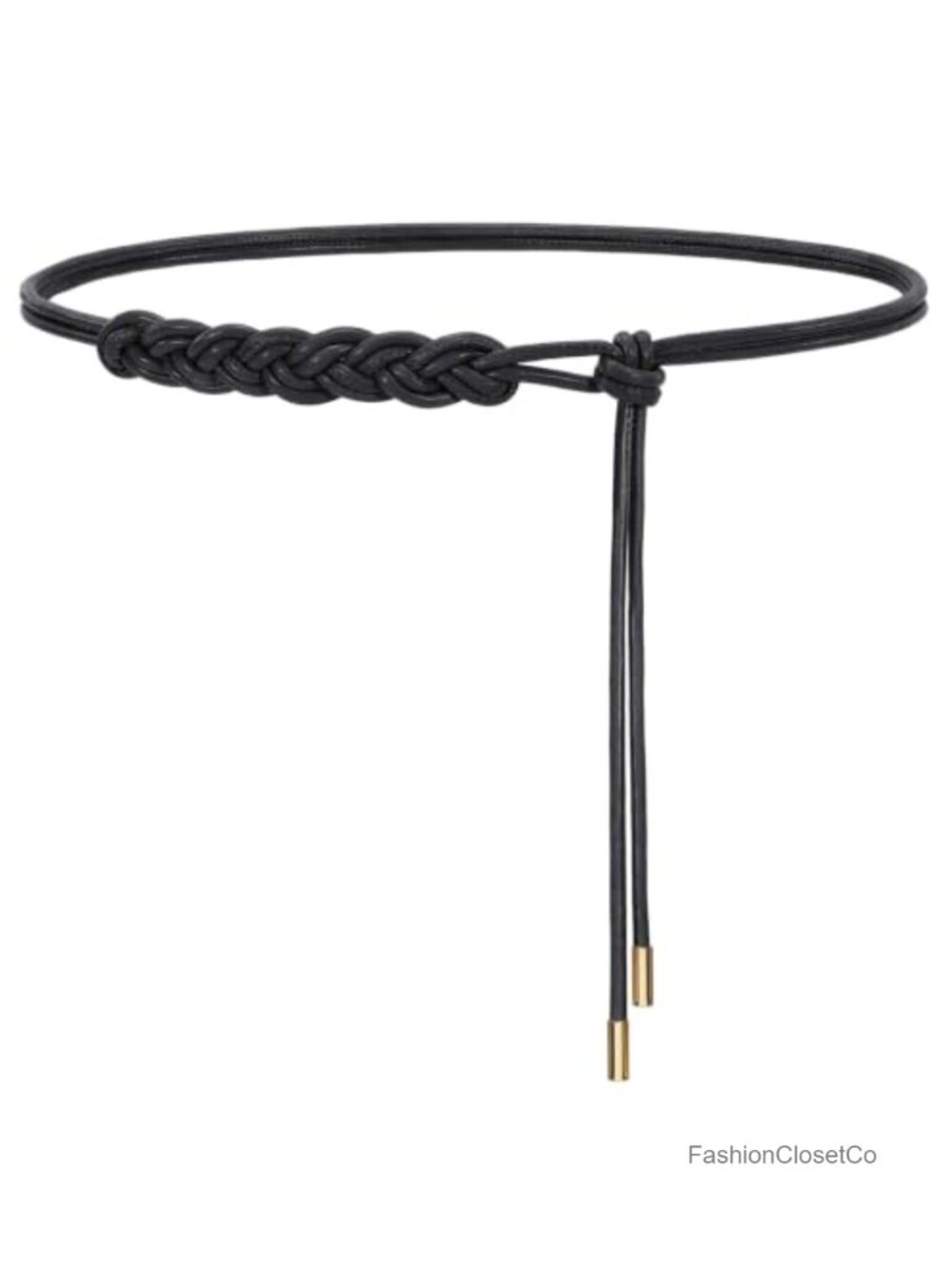 Women's Braided Knotted Skinny Faux Leather Rope Waist Belt for Dresses
